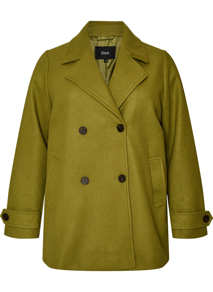 Korte jas met dubbele knoopsluiting, Groen, Packshot image number 0