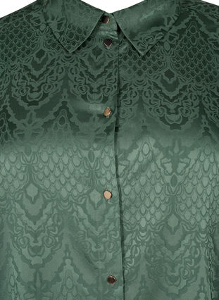Lang shirt met structuurpatroon, Duck Green, Packshot image number 2