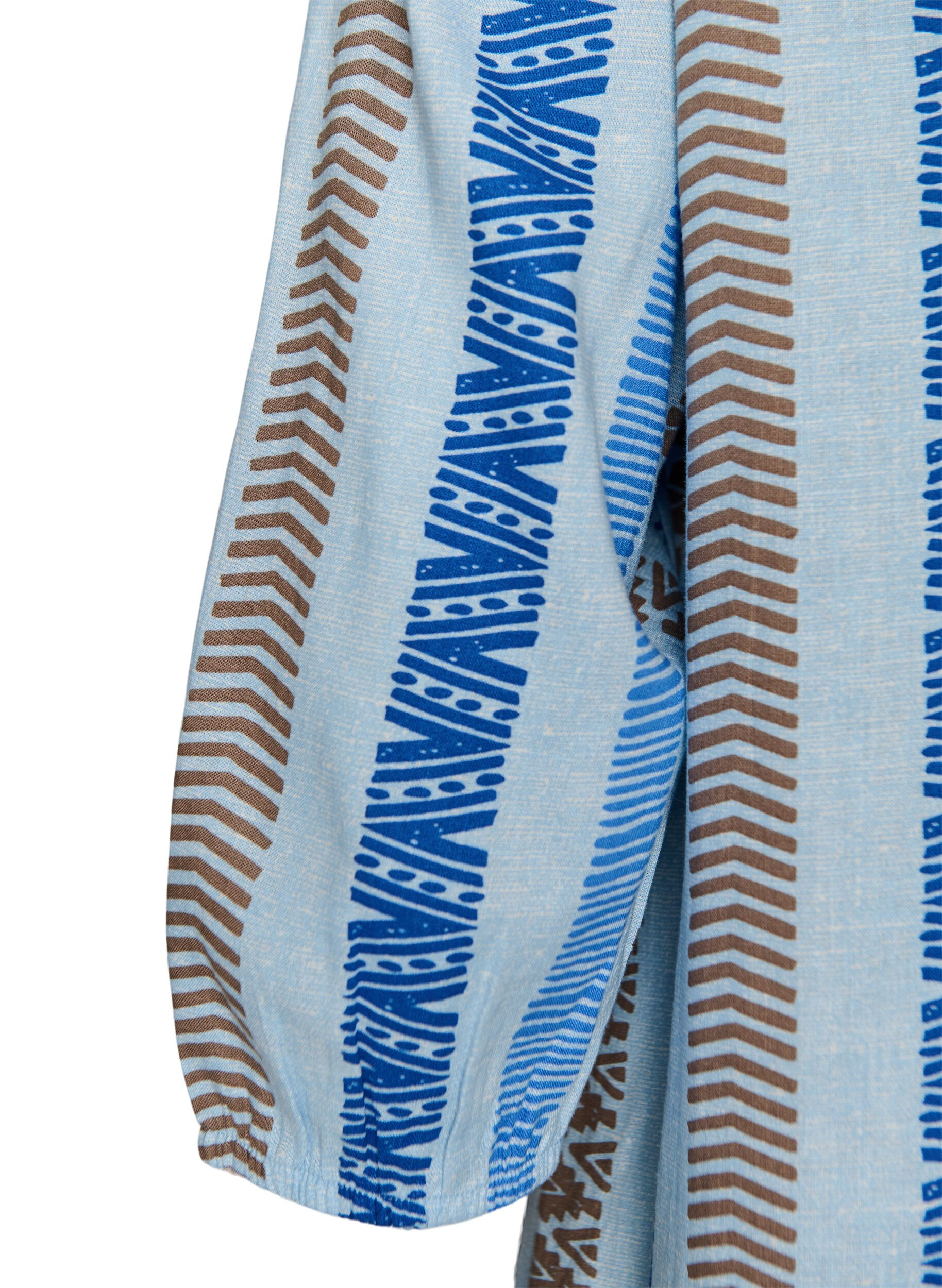 Zizzi Korte jurk in linnen en viscose met 3/4 mouwen, Blauw, Packshot image number 3