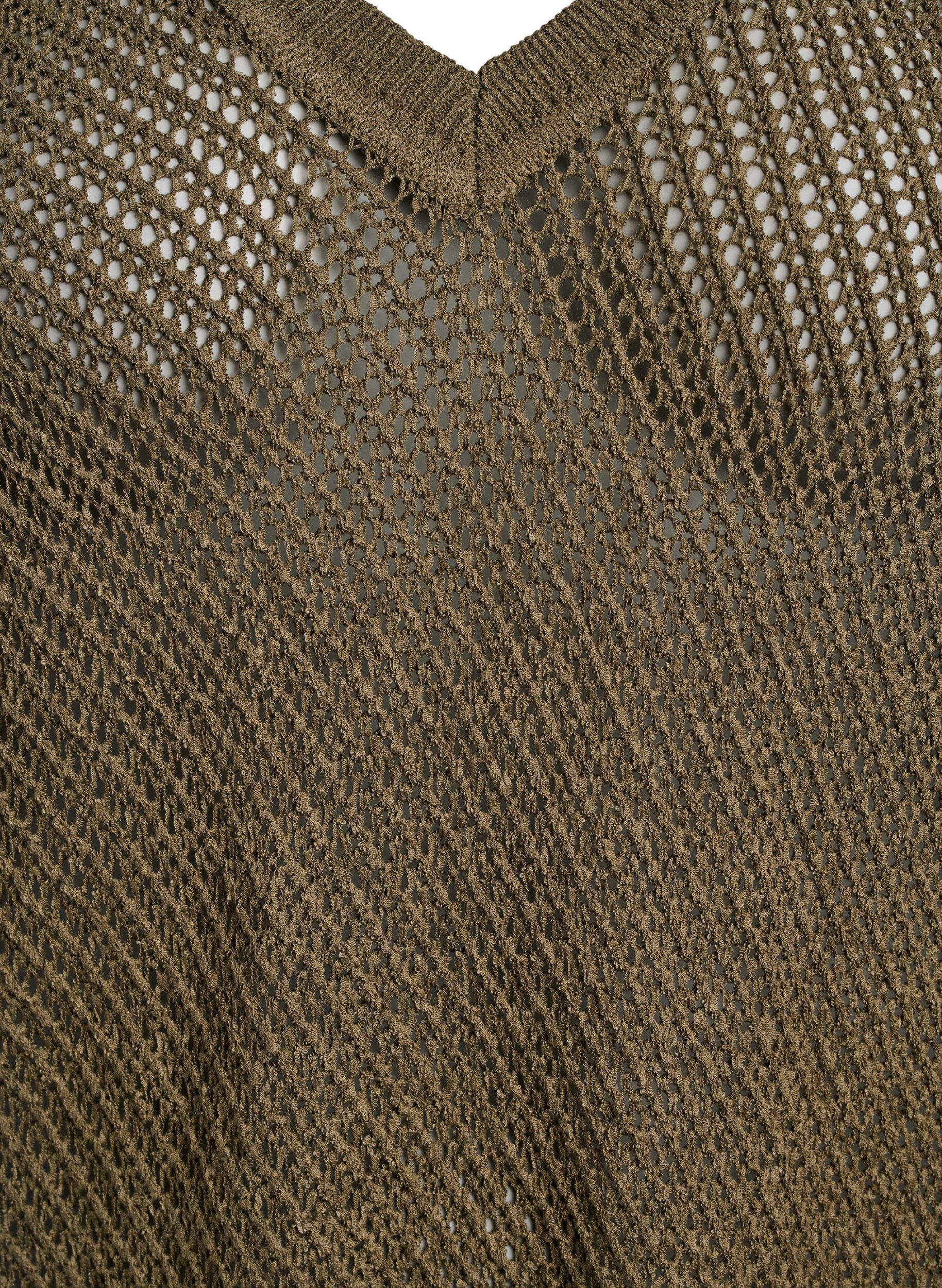 Zizzi FLASH - Gebreide blouse met korte mouwen en V-hals, Groen, Packshot image number 2