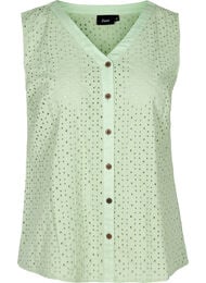 Mouwloze blouse met borduursel anglaise, Silt Green