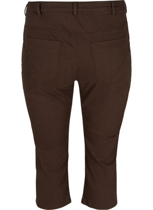 Denim capri broek met klinknagels, Dark Brown, Packshot image number 1