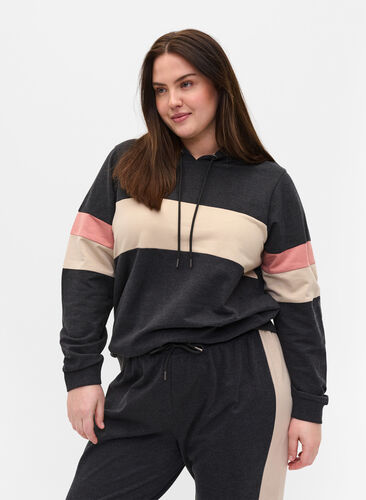 Sweatshirt met capuchon en trackdetails, DGM/Rose, Model image number 0