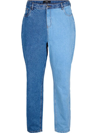 Tweekleurige Mille Mom Fit Jeans, Lt. B. Comb, Packshot image number 0