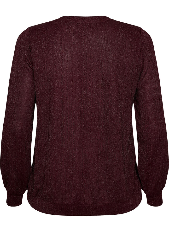 Blouse met verticale structuur en glitterdraad, Rood, Packshot image number 1