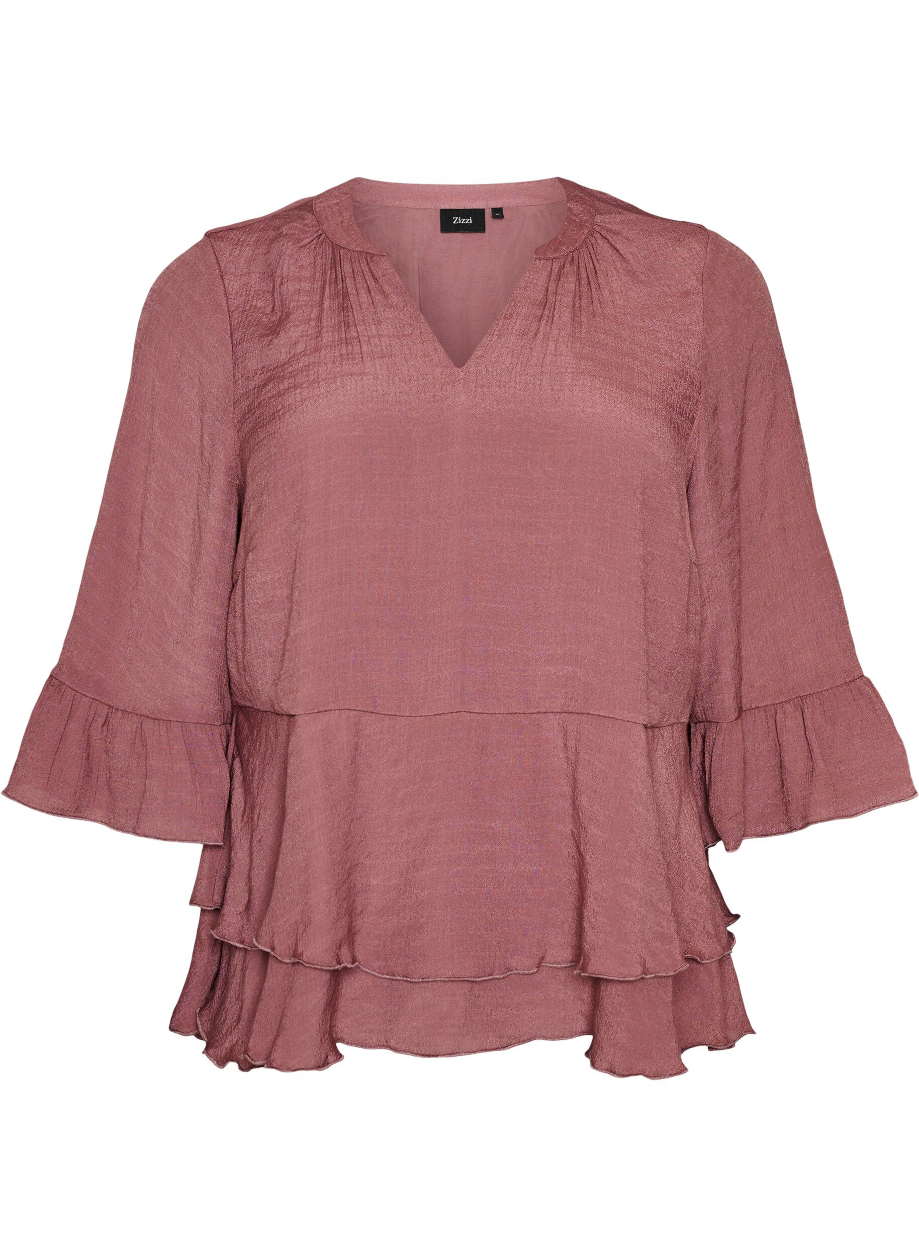 Blouse met 3/4-mouwen en ruchesdetails