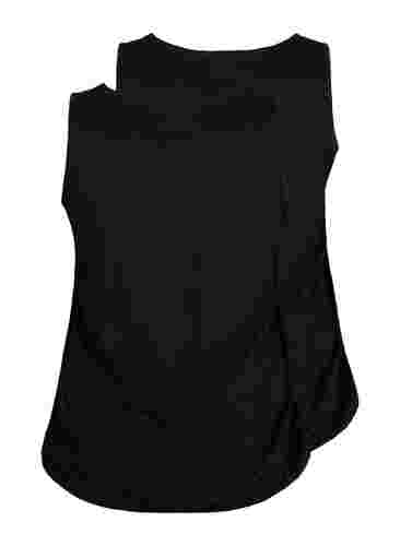 2-pack katoenen topje met kanten randje, Black / Black, Packshot image number 1