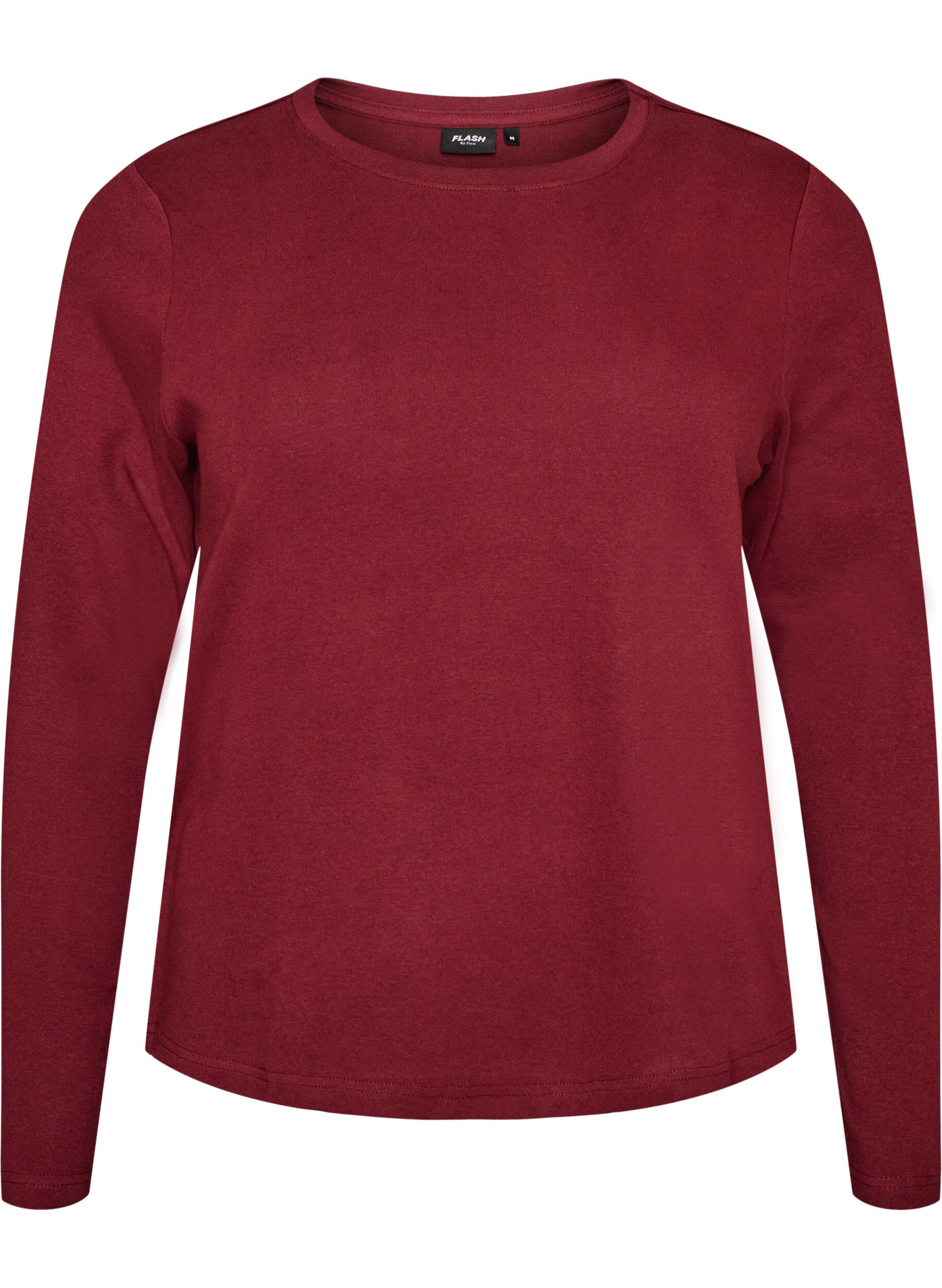 ZizziBasic T-shirt met lange mouwen en ronde hals, Rood, Packshot image number 0
