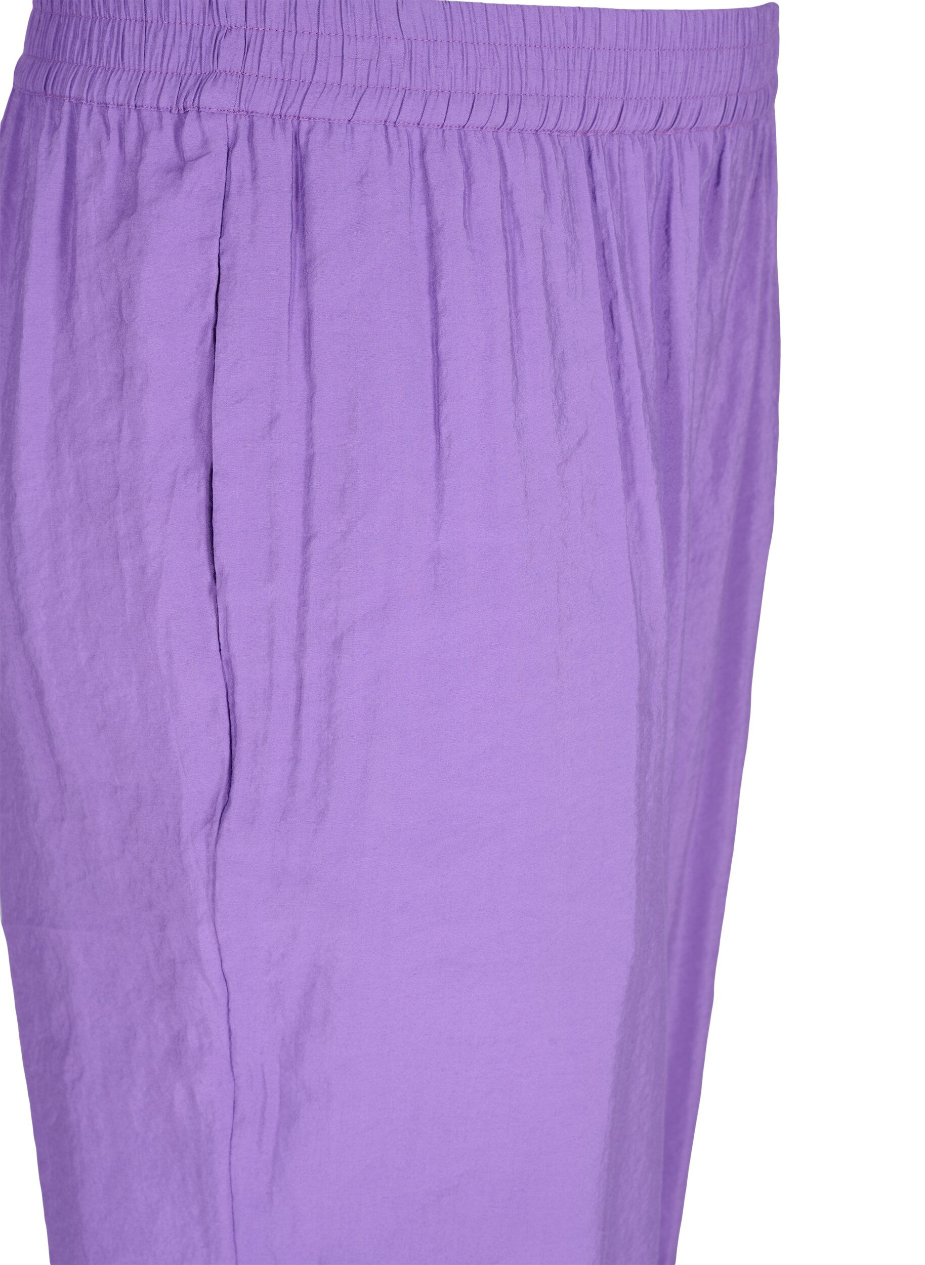 Zizzi Losse broek van viscosemix met elastische boord, Royal Lilac, Packshot image number 2