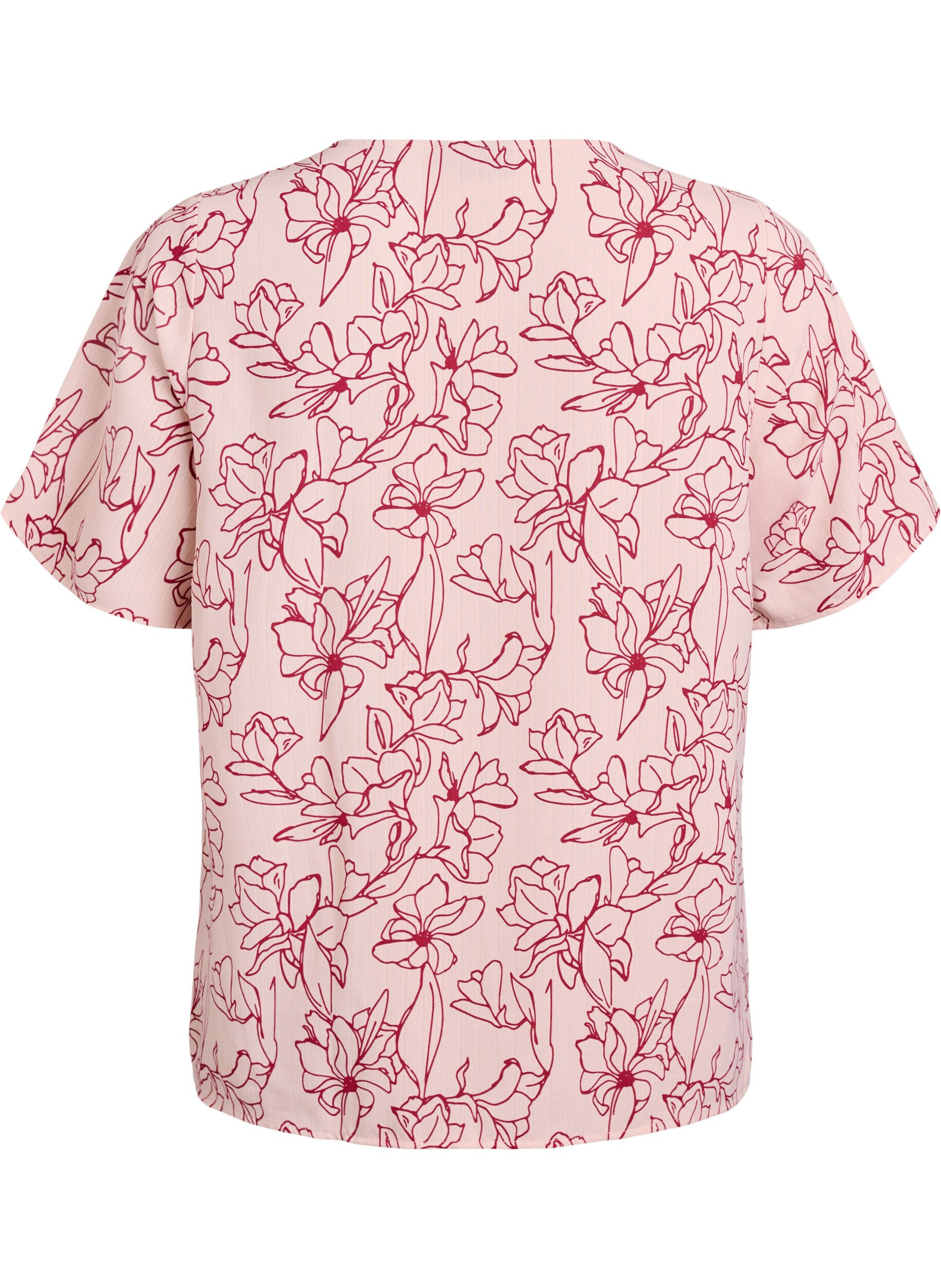 Zizzi Blouse met korte mouwen en ronde hals, Roze, Packshot image number 1