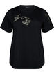 Katoenen T-shirt met kanten applicaties, Zwart, Packshot image number 0
