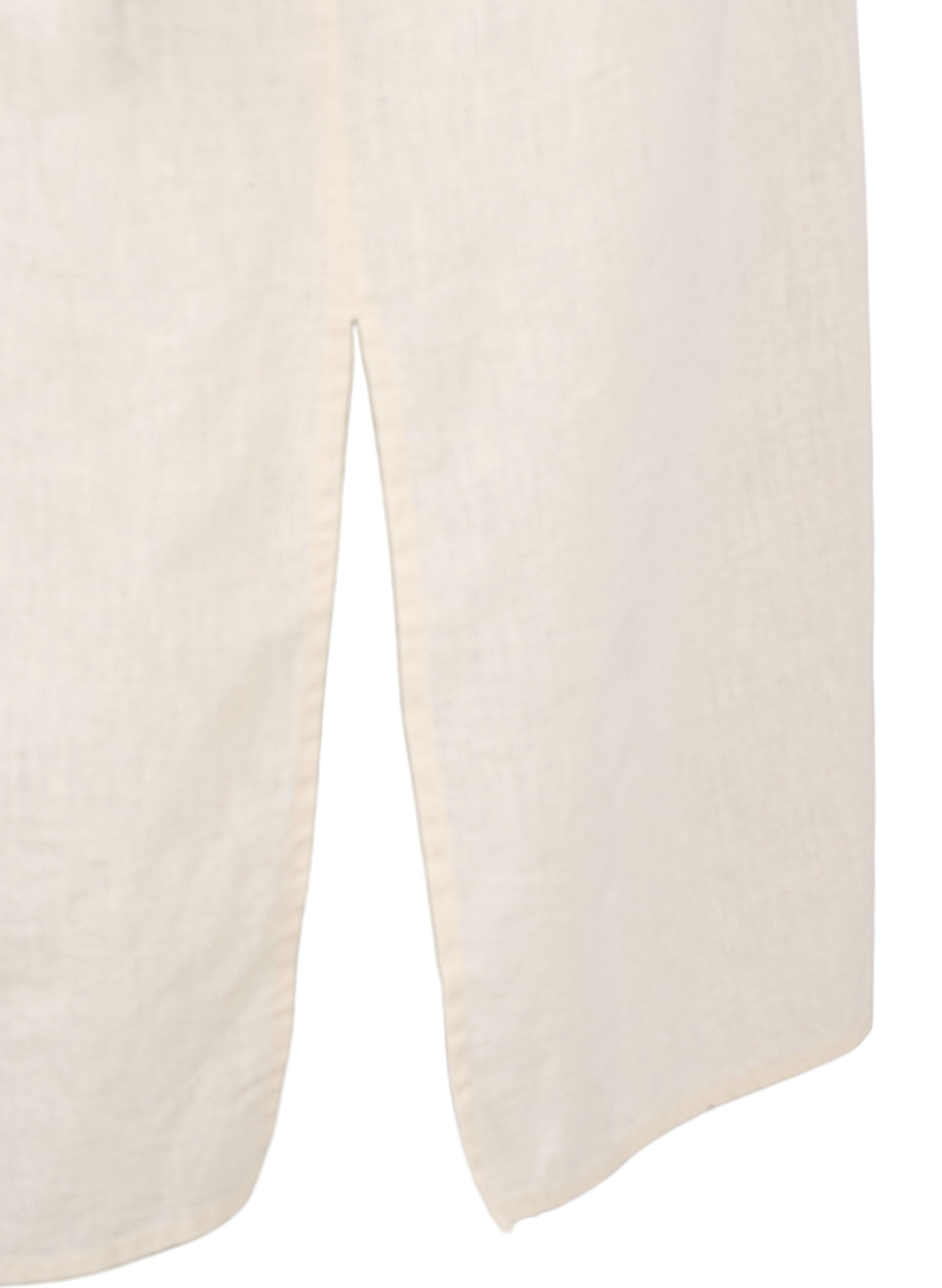 Zizzi Lang shirt van katoenmix met linnen, Beige, Packshot image number 3