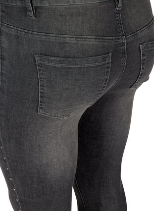 Amy jeans met hoge taille en klinknagels in de zijkant, Dark Grey Denim, Packshot image number 3
