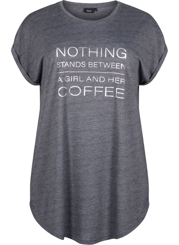 Nachthemd met korte mouwen en tekstprint, , Packshot image number 0