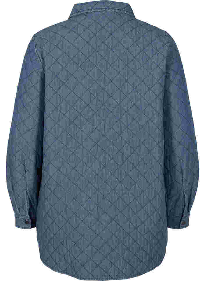 Gedessineerde jas met knopen en zakken, Blue denim, Packshot image number 1