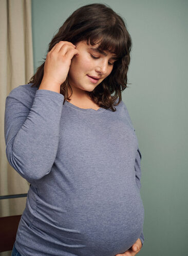 Basic zwangerschapstop met lange mouwen , Nightshadow Blue, Image image number 0