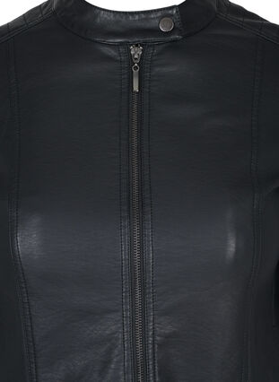 Kunstleren jas met zakken, Black, Packshot image number 2