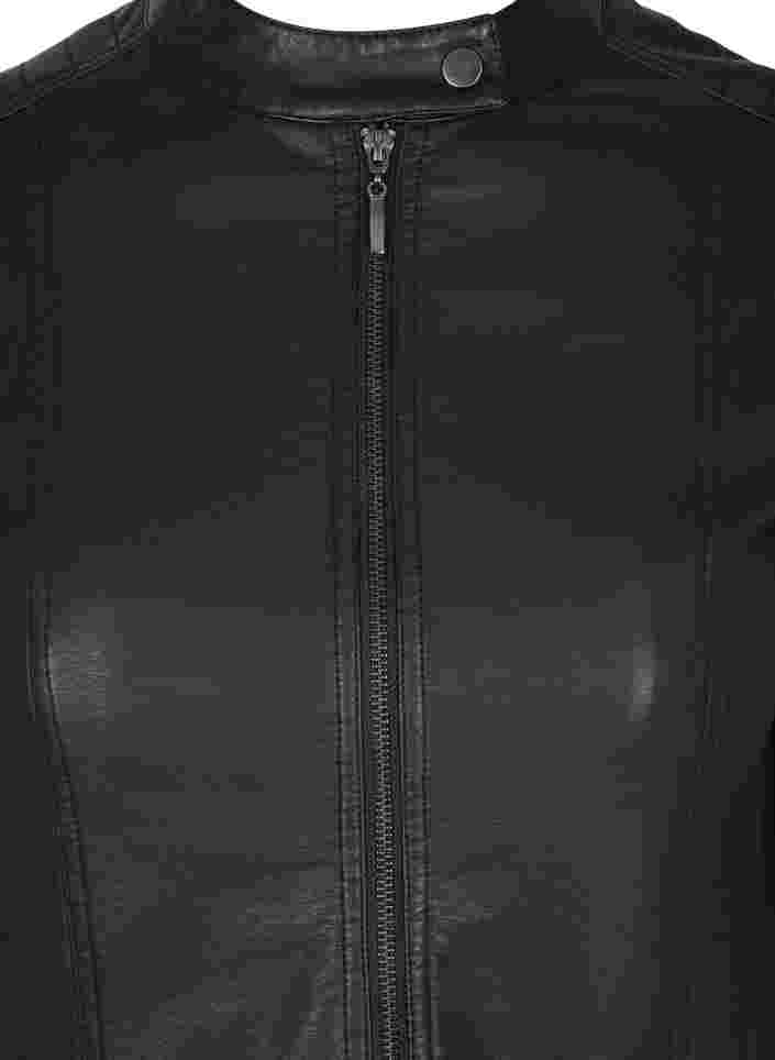 Kunstleren jas met zakken, Black, Packshot image number 2