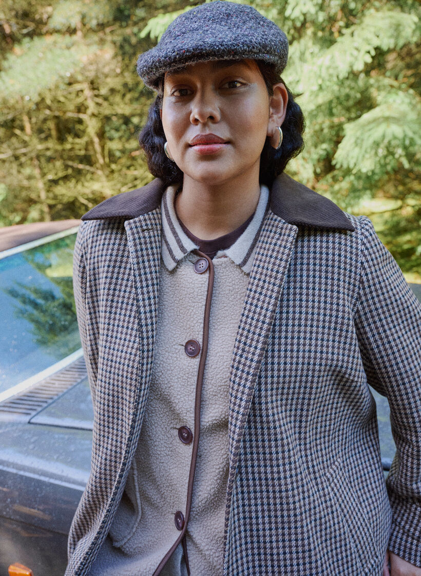 Vest met contrastmouwen en kraag, Beige, Image image number 0