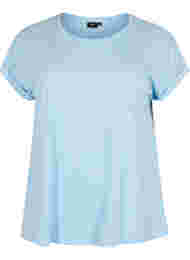 T-shirt met korte mouwen van katoenmix, Chambray Blue 