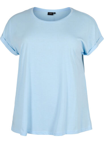 T-shirt met korte mouwen van katoenmix, Chambray Blue , Packshot image number 0