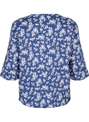 Gebloemd nachthemd met 3/4 mouwen, V. Indigo Flower AOP, Packshot image number 1