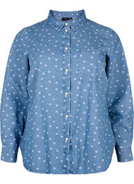 Gebloemd denim overhemd met borstzak, Light Blue w.Flowers