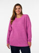 Gem&ecirc;leerde gebreide blouse met ronde hals, Paars, Model image number 0