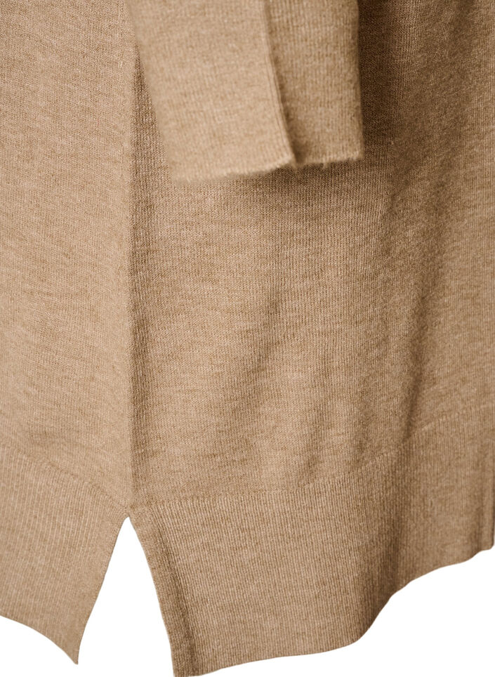 Korte gebreide jurk met raglanmouwen en een middennaad, Beige, Packshot image number 3