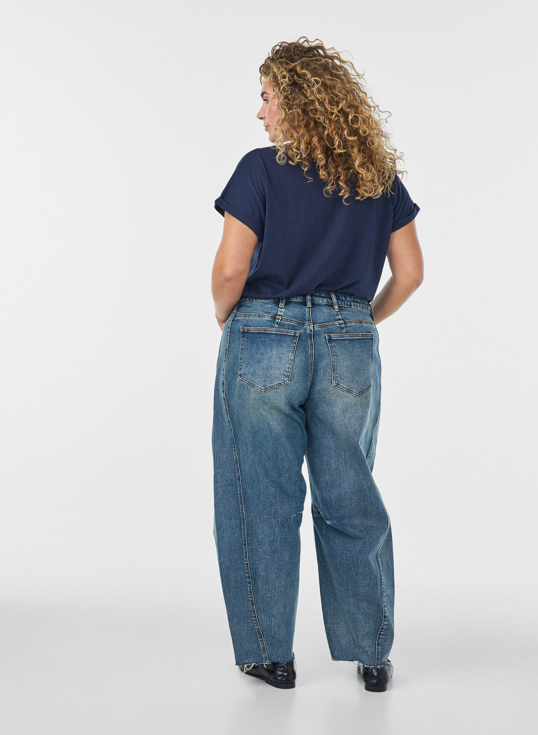 ZizziT-shirt met korte mouwen van katoenmix, Blauw, Model image number 2