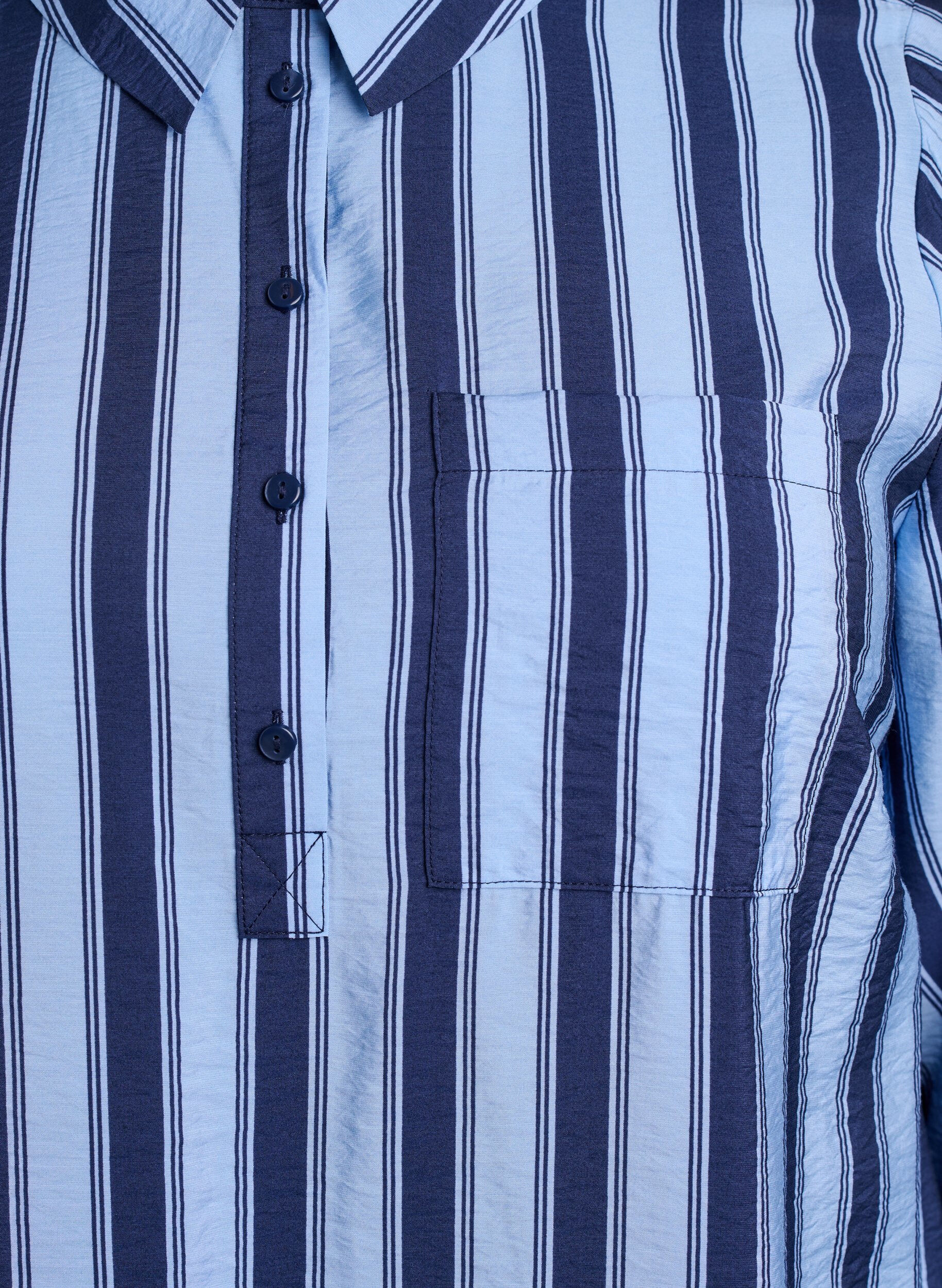 Zizzi Korte jurk met kraag en borstzak, Blauw, Packshot image number 2