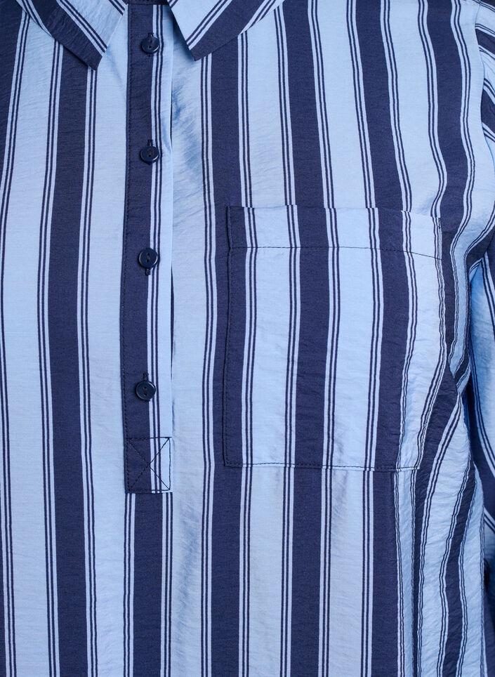 Korte jurk met kraag en borstzak, Blauw, Packshot image number 2