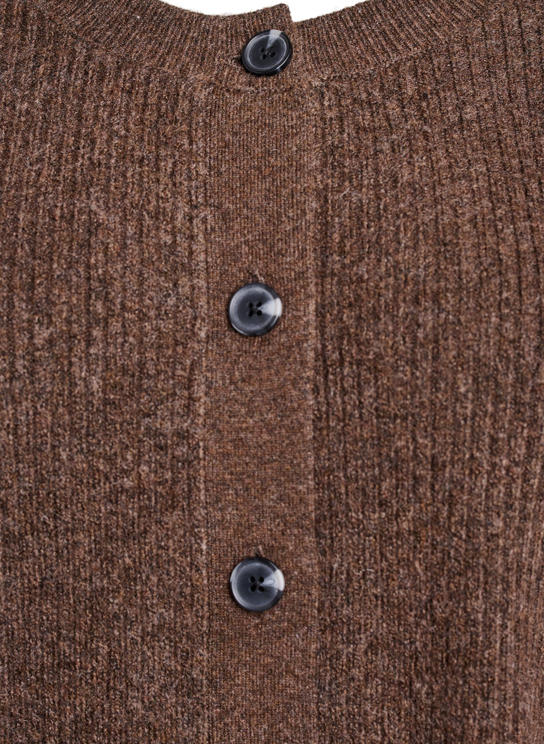Zizzi Vest van ribtricot met knopen, Bruin, Packshot image number 2
