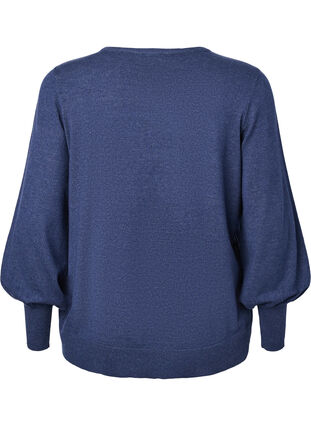 Gebreide blouse van viscose met ballonmouwen, Dress Blues Mel., Packshot image number 1