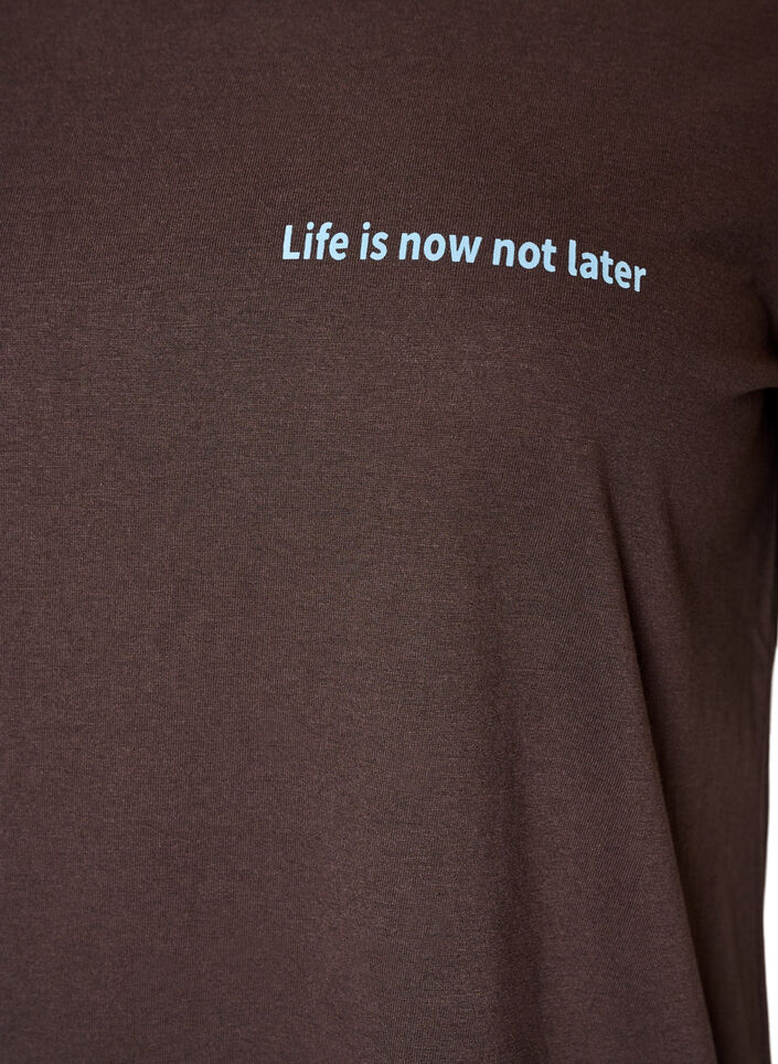 T-shirt met motief, Bruin, Packshot image number 2