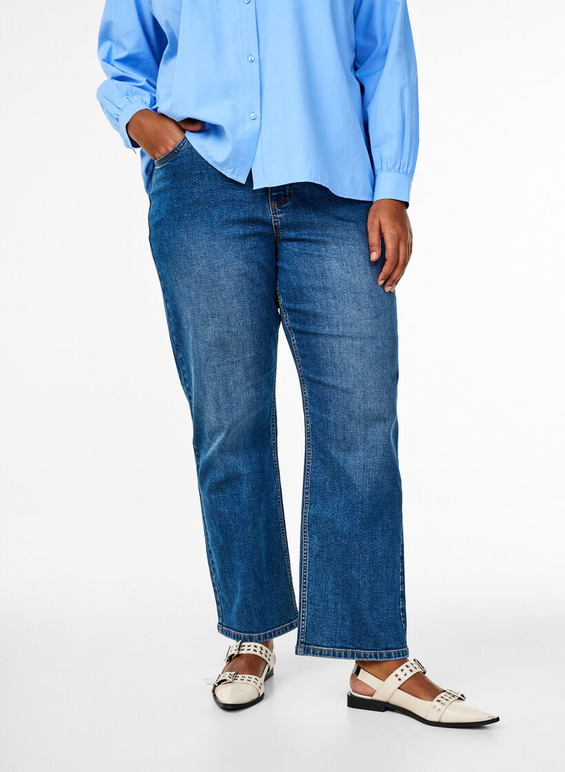 High-waisted Gemma jeans met een regular fit, Blauw, Model image number 2