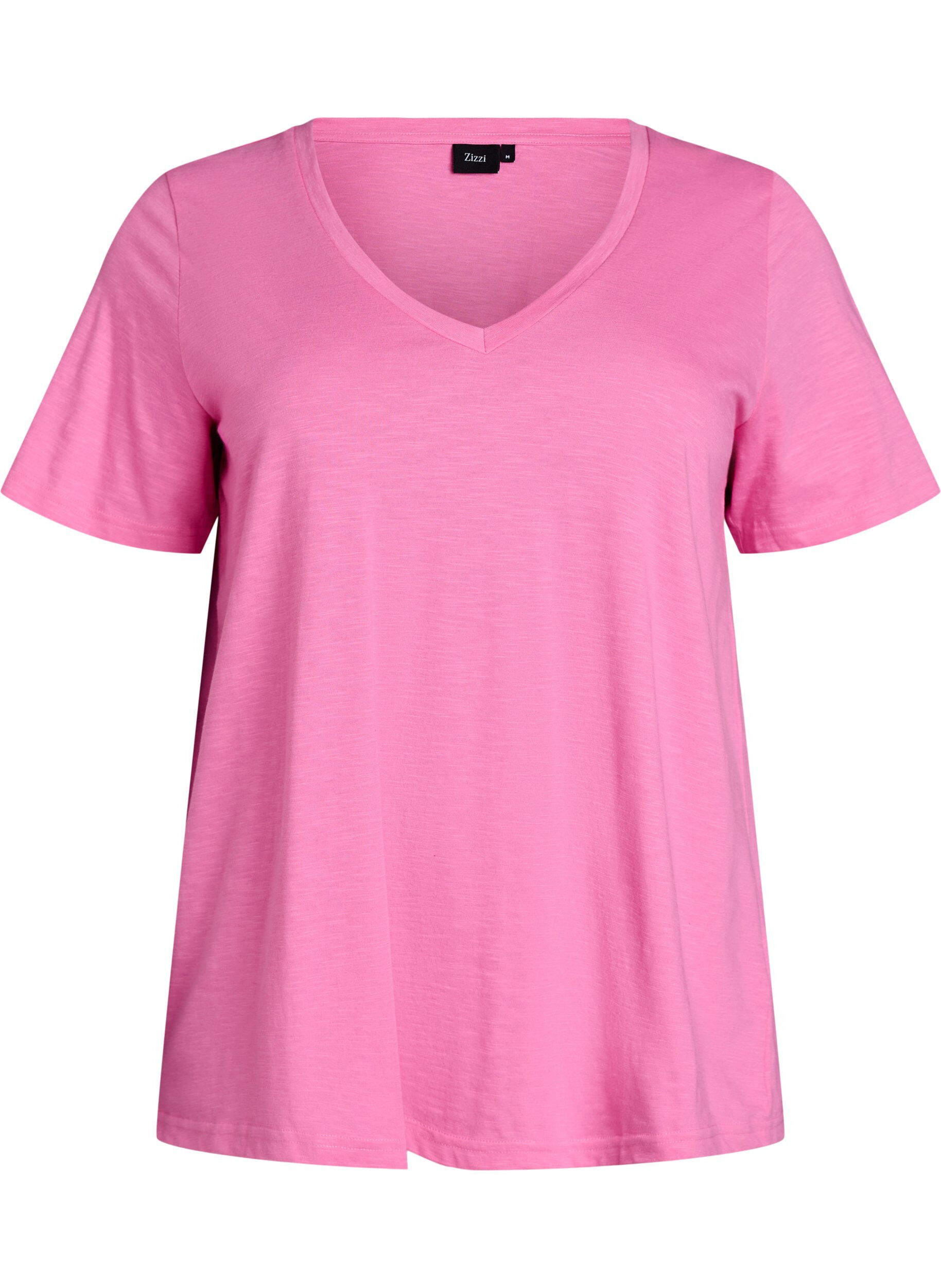 Zizzi Basic t-shirt met korte mouwen en v-hals, Roze, Packshot image number 0