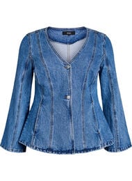 Denimjack met vormende naden en een V-hals, Blauw