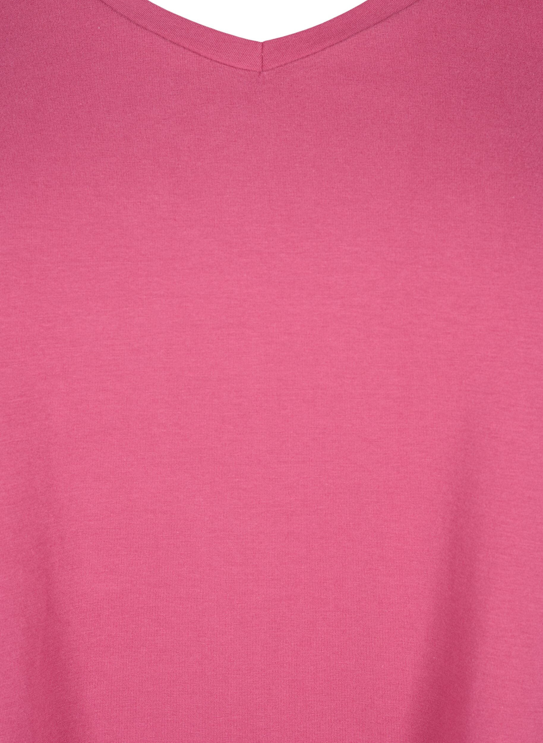 Zizzi Basic t-shirt in effen kleur met katoen, Rood, Packshot image number 2