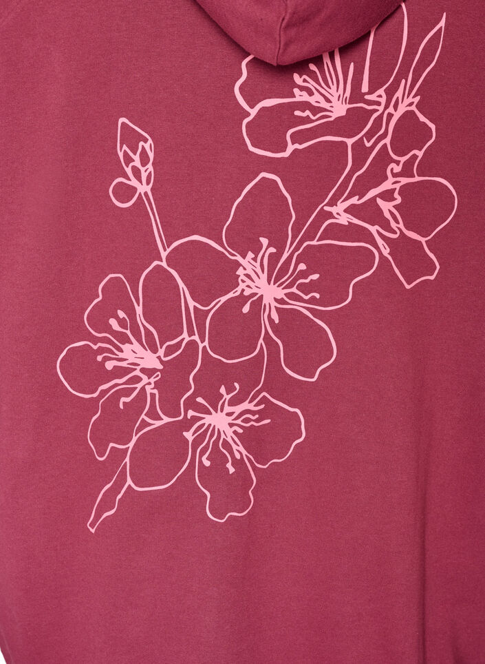 Hoodie met ritssluiting en achterkant print, Rood, Packshot image number 3