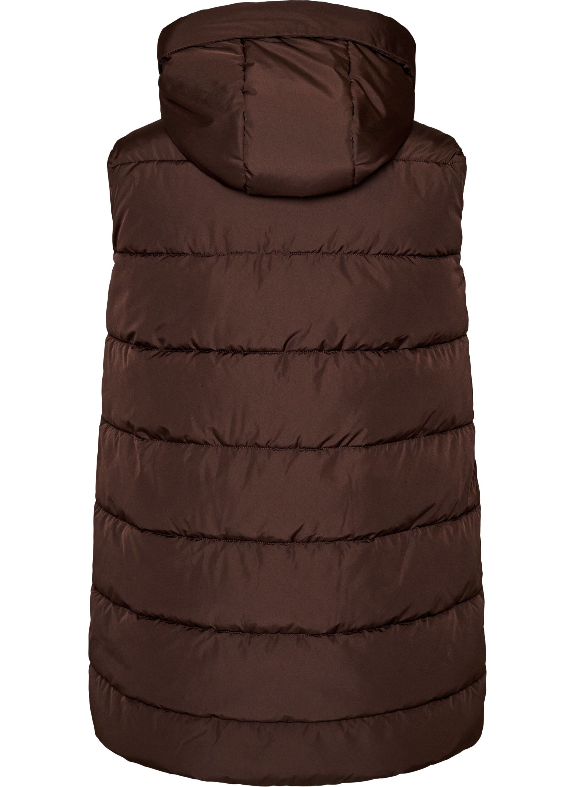 ZizziLange vest met capuchon en zakken, Bruin, Packshot image number 1