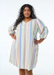 Korte jurk in linnen en viscose met 3/4 mouwen, Blauw, Model image number 0