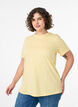 Basic katoenen T-shirt met ronde hals, Geel, Model image number 0