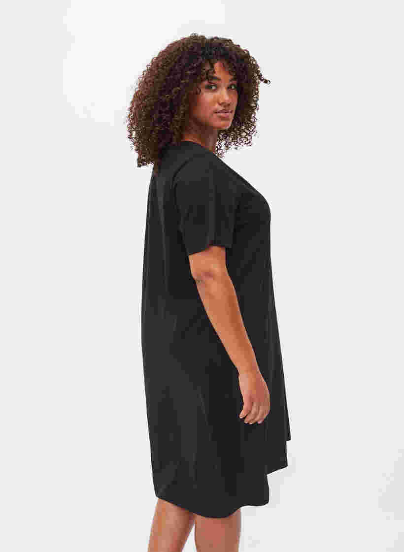 Katoenen nachthemd met print, Black w. Gold Foil, Model image number 1