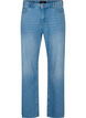 Jeans met rechte pijp en rafels, Medium Blue, Packshot image number 0