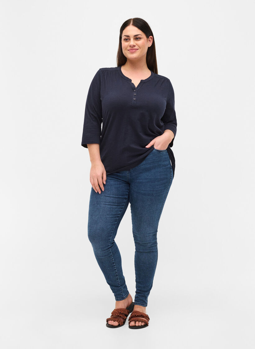 Katoenen top met 3/4 mouwen, Night Sky, Model image number 2