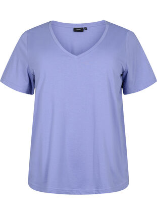 T-shirt met korte mouwen en v-hals, Lavender Viloet, Packshot image number 0