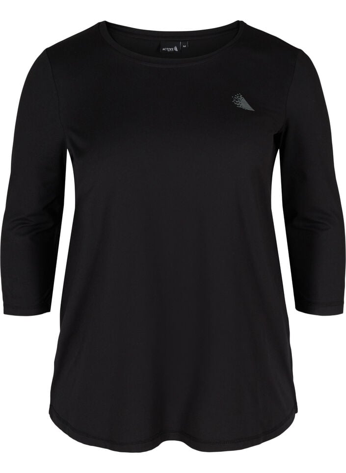 Sporttop met 3/4 mouwen, Zwart, Packshot image number 0