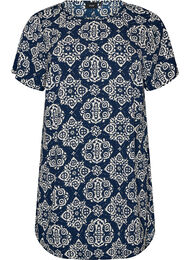 Jurk met print en korte mouwen, Blauw