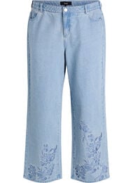 Myra jeans met wide fit en bloemendetails, Blauw